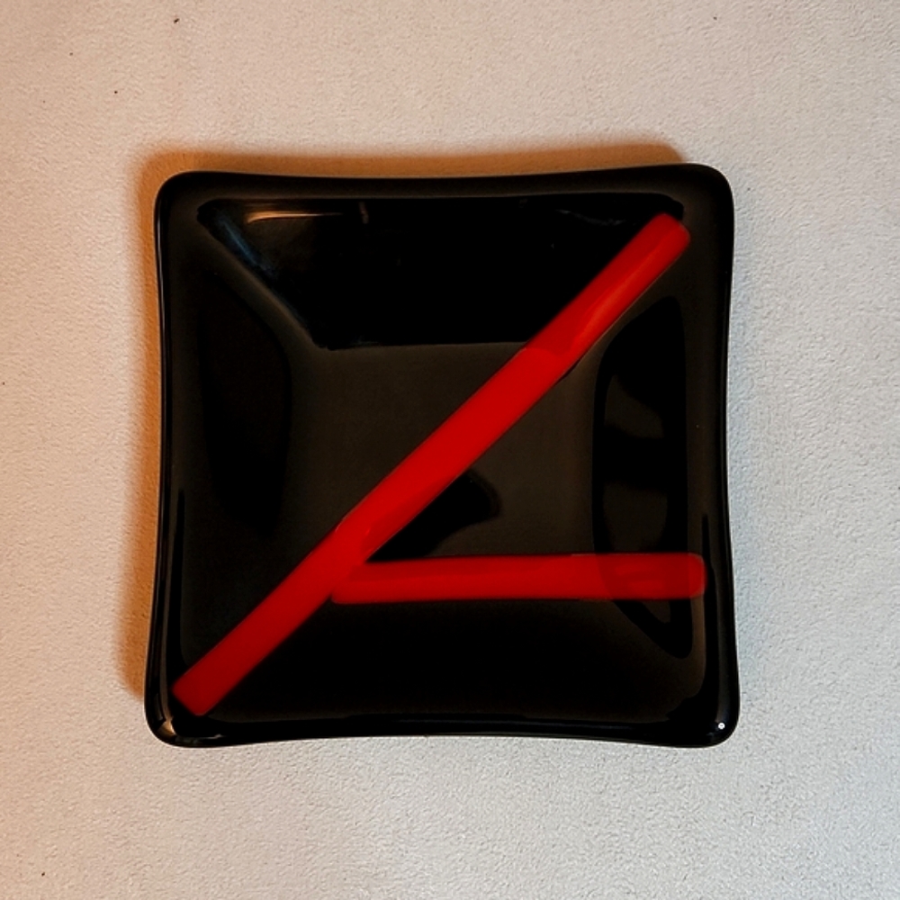 Modern Style Fused Glass trinket Dish b - Signed BC Artist - BNIB